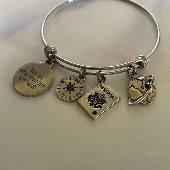 Not all who wander are lost travel bangle bracelet - Picture 4 of 7